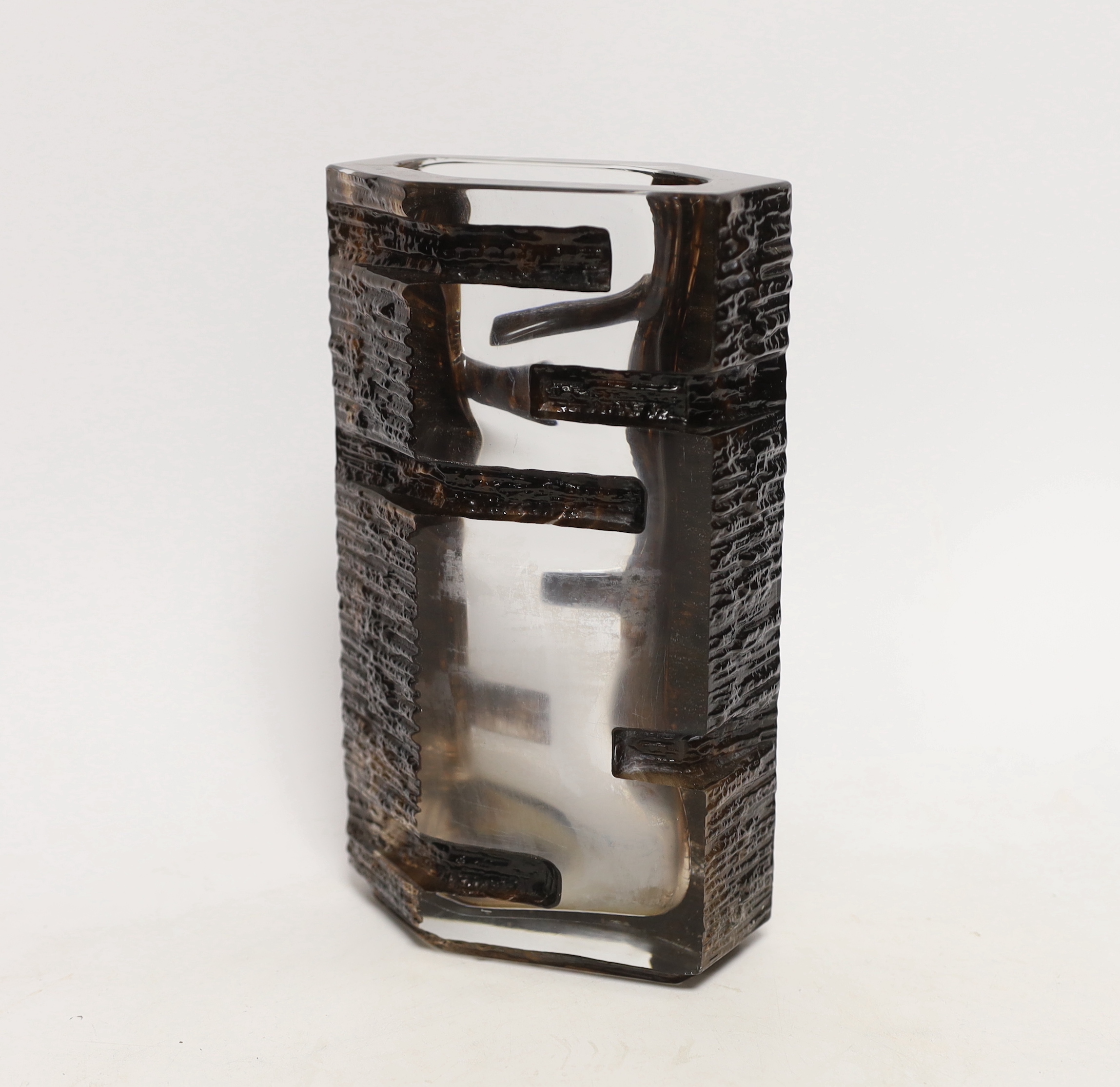 A brutalist style Daum glass vase by Cesar Baldaccini, with etched signature, Daum France, 22cm high